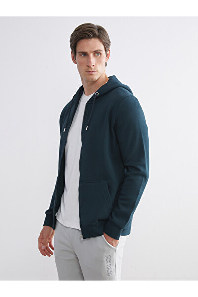 LC Waikiki Rmz Gi̇yi̇m Farkiyla Hooded Long Sleeve Men's Zipper Sweatshirt