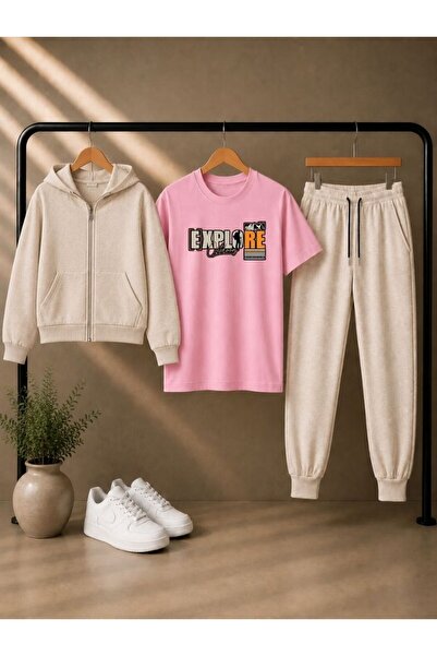 cm buseyiz Set casual din 3 piese pentru copii Busekids unisex: jachetă cu gl...