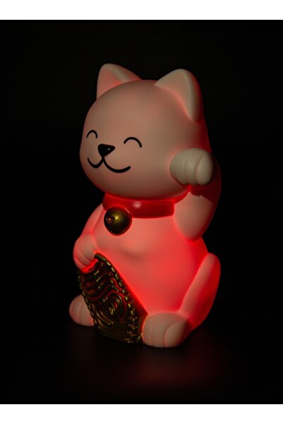 NO BRAND Lampa de veghe cu baterii Dhink Lucky Cat - albă ca zăpada