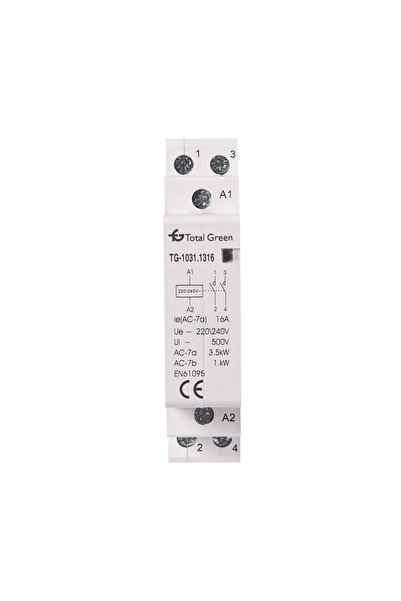 Total Green Contactor Modular 2p 1nd 16A, Total Green, Multicolor