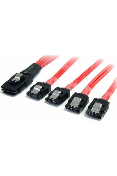 startech Κόκκινο καλώδιο Mini SAS σε 7 ακίδων SATA III 100 cm