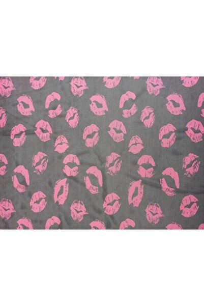 PİNK LİPS DESEN %100 POLYESTER LİKRALI TÜL