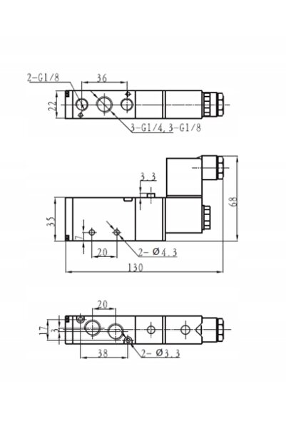 NO BRAND Electrovalvă TG2521-08 5/2 1/4 24 V c.c., bobină Tekma