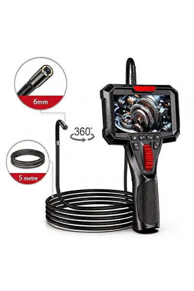 YM Y400 360 Derece Oynar Başlı 6mm Lens 5 Metre Kablo Endüstriyel Endoskop Yı...