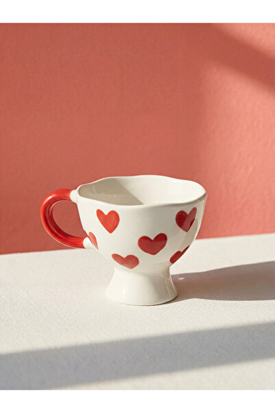 LC Waikiki Rmz Gi̇yi̇m Farkiyla Heart Embroidered Ceramic Mug 250 ml