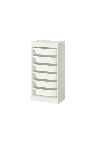 IKEA Modern Beyaz Oyuncak Saklama Ünitesi 46x30x94 cm Çocuk Odası İskandinav ...
