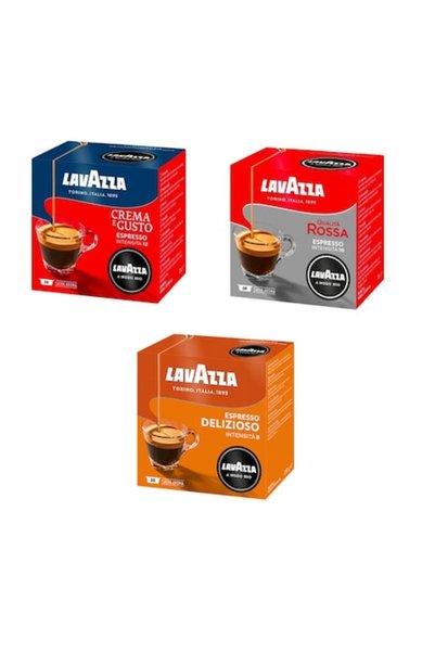 LavAzza Pachet cu 108 capsule A Modo Mio Delizioso + Qualita Rossa + Crema e ...