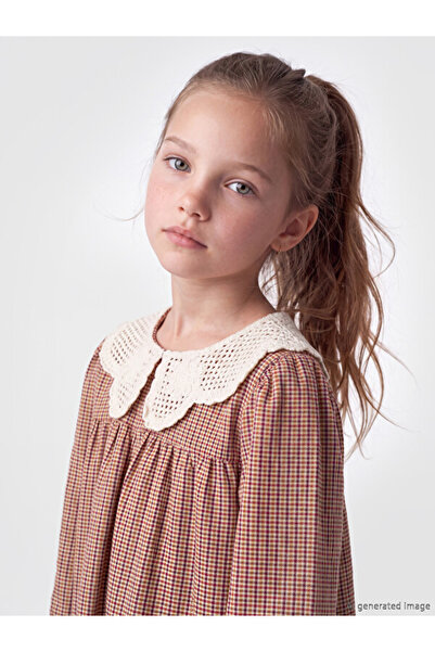 LC Waikiki I Bebe Roba Collar Checked Embroidered Girls' Gabardine Dress from...