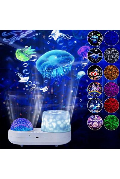 EXCEFORE Aksefire Night Light Projector with 6 Films and 10 Colorful Waves, O...