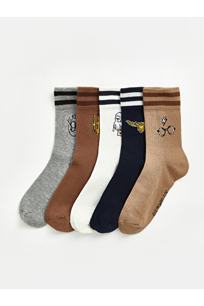LC Waikiki Rmz Gi̇yi̇m Farkiyla Harry Potter Boys' Socks 5-Pack
