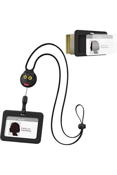 GENERAL Retractable Badge Holder with Short Lanyard, Vertical Id Card Holder ...