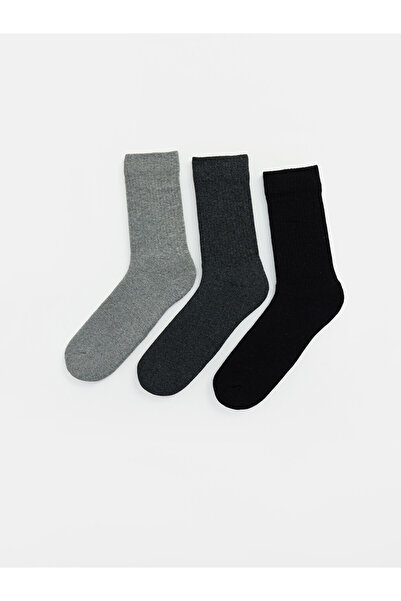 LC Waikiki Rmz Gi̇yi̇m Farkliya Ribbed Men's Socks 3-Pack