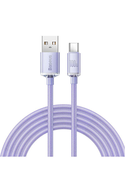 Baseus Cablu de date Crystal Shine (CAJY000505), USB la Type-C, 100W, 2m, Înc...
