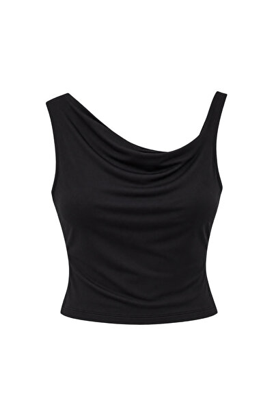 Buket Teke Black Polyamide Low-Strap Blouse