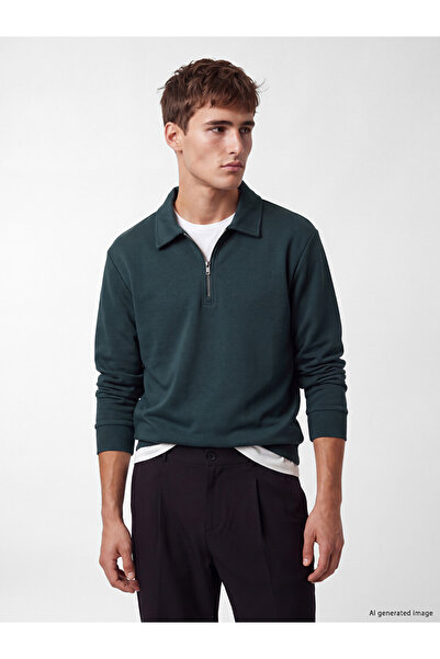 LC Waikiki Rmz Gi̇yi̇m Farkiyla Devrik Roba Collar Men's Sweatshirt