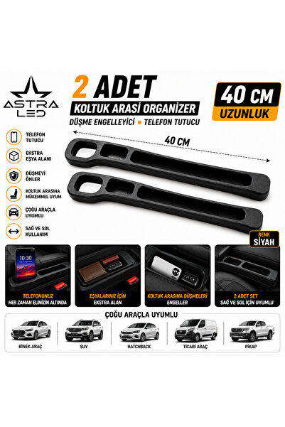 ASTRA LED 2 Pieces Car Seat Gap Filler Organizer Car Interior Phone Holder Bl...