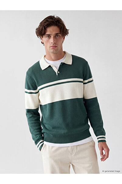 LC Waikiki Rmz Gi̇yi̇m Farkiyla Devrik Roba Collar Color Block Men's Knitwear...