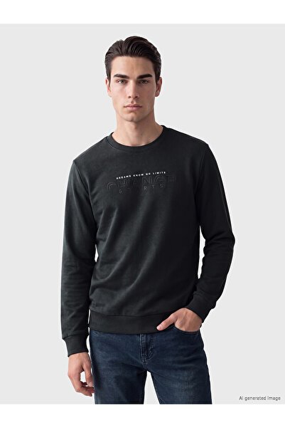 LC Waikiki Rmz Gi̇yi̇m Farkiyla Zero Roba Collar Printed Men's Sweatshirt