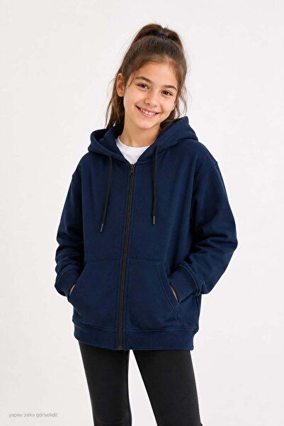 ModaPlaza Cardigan cu glugă și fermoar pentru copii, cu 3 șnururi, 3299