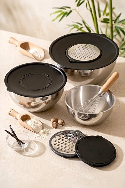 Kitchen Life Paslanmaz Çelik Profesyonelia 9 Parça Rendeli Karıştırma Kabı ve...