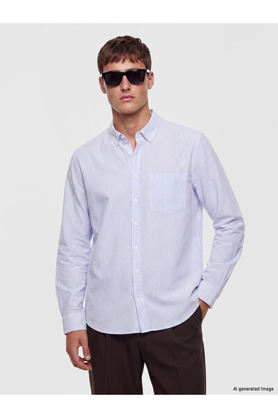 LC Waikiki Rmz Gi̇yi̇m Farkiyla Standard Fit Striped Men's Shirt