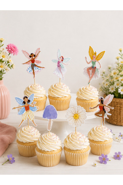 Partifabrik Ornament pentru cupcake cu tematică Fairy Girl, 8 bucăți