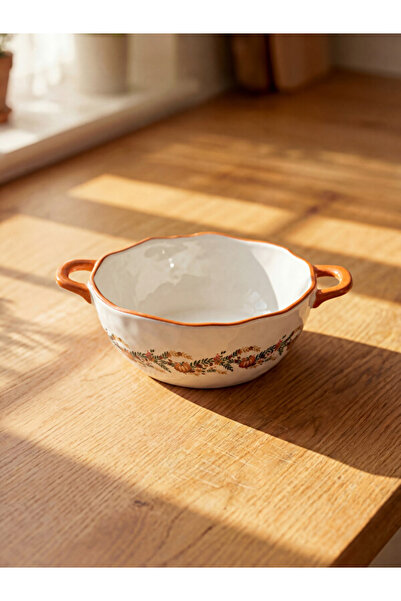 LC Waikiki I Pumpkin Embossed Double Handle Ceramic Salad Bowl from Freezen S...