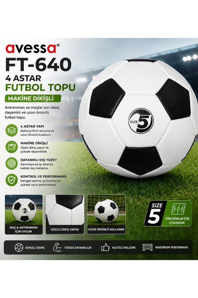 AVESSA FT-640 4 Astar Makine Dikişli 5 Numara Futbol Topu - 4 Astar - Dayanık...