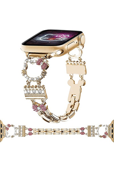 kılıf benim Apple Watch Kedi Figürlü Taşlı Metal Kordon 38/40/41/42/44/45/49 ...