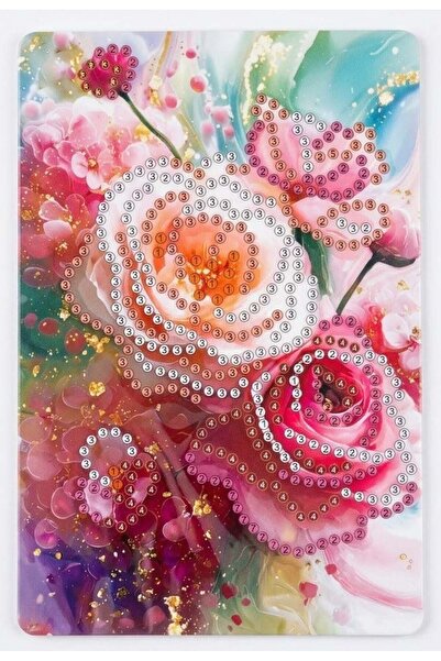 iğne izi 5D Elmas Taş İşleme Kiti Tablo 10X15 cm Gül Desenli - Diamond Painting