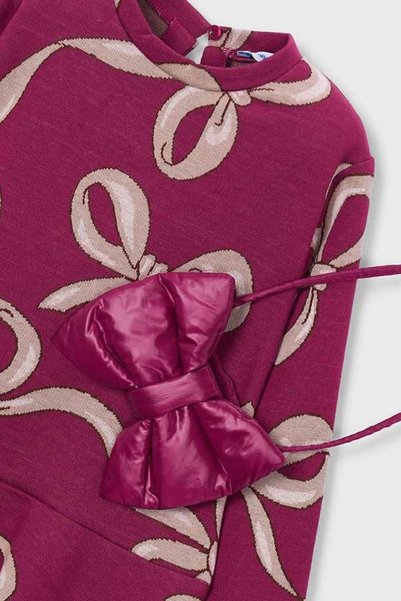 MAYORAL Girl Child 3-9 Years Old Patterned Dress and Handbag Set Burgundy