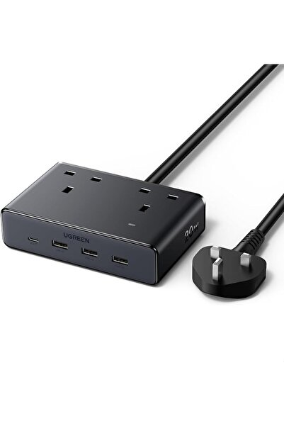 GENERAL 20W Uk Style Power Socket Extension Strip with 2990W Max Ac Outlets a...