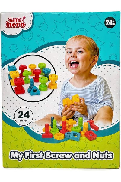 Little Hero 24-Piece Nuts & Bolts Construction Set | Multicolour STEM Learning Toy for Kids Ages 3+ | Educational Building Tool Kit for Boys & Girls