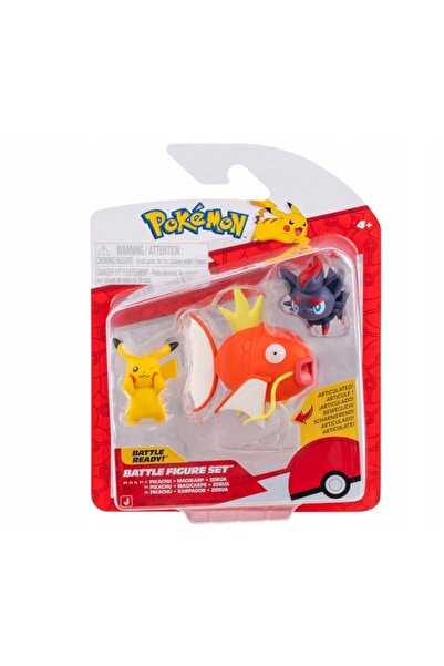Jazwares Pokemon - Set de 3 figurine: Pikachu, Zorua, Karpador - PKW4090