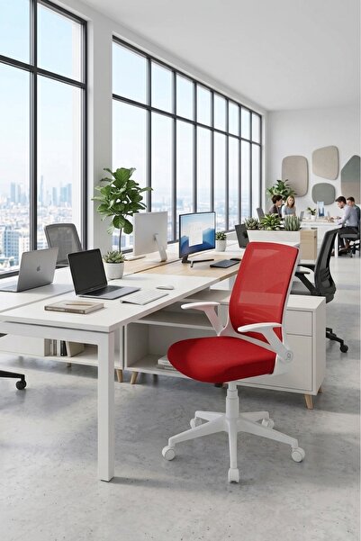 OFİS YAP Fileli Ofis Sandalyesi | Beyaz Kasa Ergonomik Çalışma Koltuğu | Bilg...