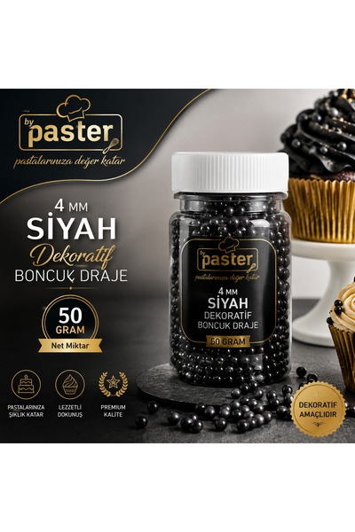 By Paster 4 MM BONCUK DRAJE SİYAH 50 g