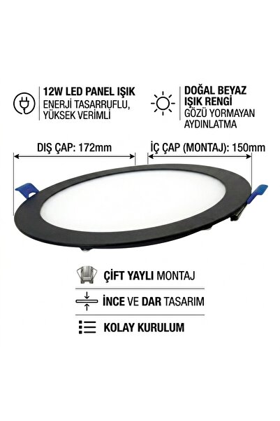 lionticaret 18 watt Sıva altı Yuvarlak Led Panel 3200k günışığı