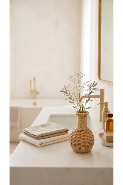 NESS HOME Διακοσμητικό Μοντέρνο Βάζο Πολλαπλών Χρήσεων με Εμφάνιση Ρατάν 18 εκ.