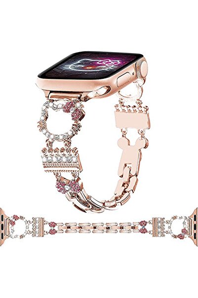 kılıfbenim Apple Watch Kedi Figürlü Taşlı Metal Kordon 38/40/41/42/44/45/49 m...