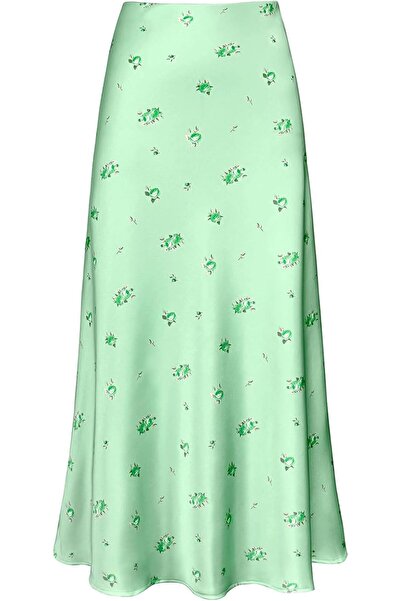 GENERAL Otuzhi Women's High Waist Hidden Elastic Waistband Satin Long Skirt