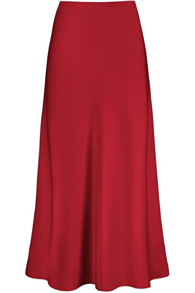 GENERAL Otuzhi Women's High Waist Hidden Elastic Waistband Satin Long Skirt