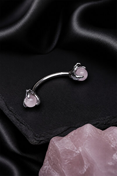 Sinsemilla Jewelry Pençe Doğal Taş Pembe Çelik Banana Piercing