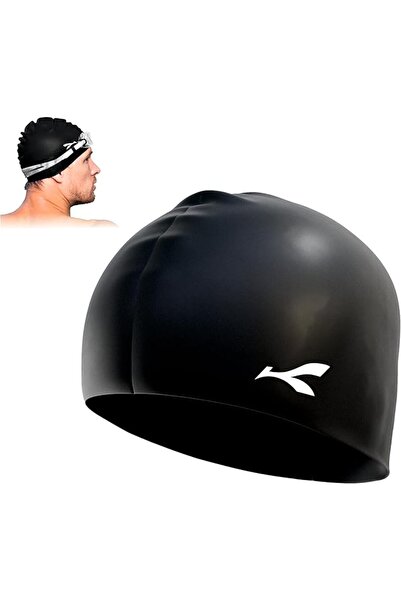 GENERAL Patterned Swimming Cap Made of Silicone, Waterproof, Does Not Pull Ha...