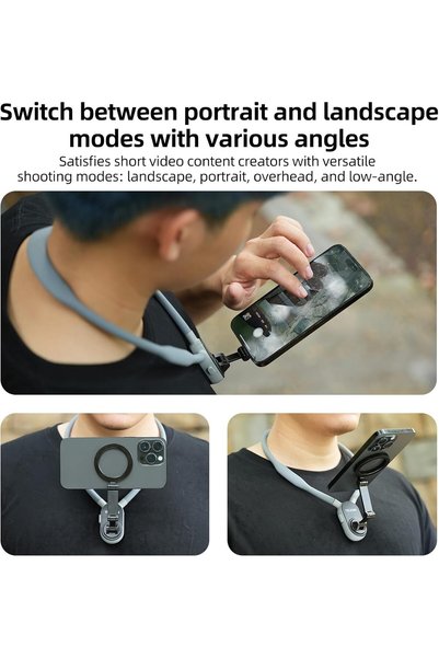 TELESIN Mobile Phone Magnetic Neck POV Mount | MagSafe Compatible Cell Phone Neck Holder Vlog Selfie Mount Hand Free Chest Stand for iPhone 17 16 15 14 13 12 Series Android Phones