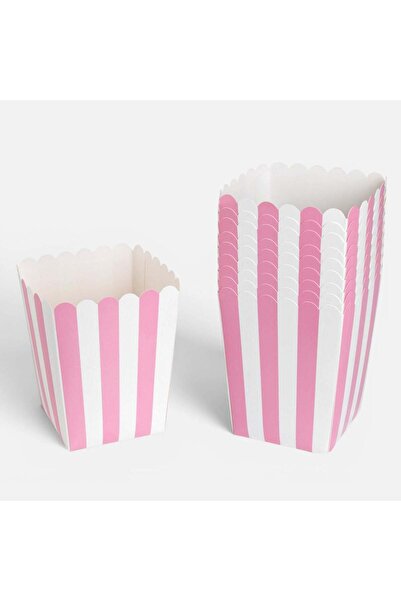 OEM Pink Striped Cardboard Snack Boxes 8.5x8.5x11.6cm - 10pcs