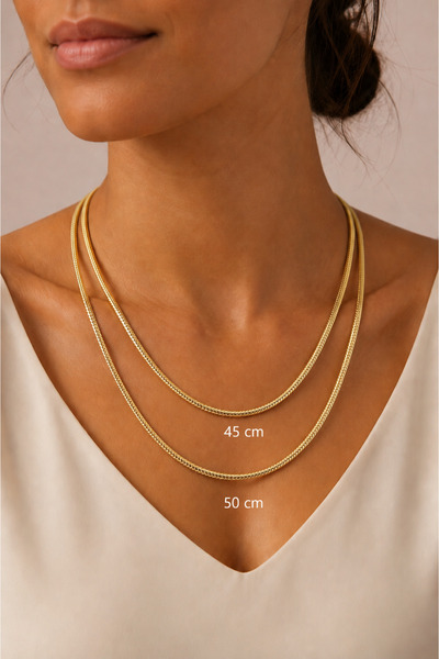 Sacce Scarves&Accessories Xuping 14K Gold Renk İtalyan Model Silindir Yılan Zincir Kolye Tok ve Akıcı Duruş
