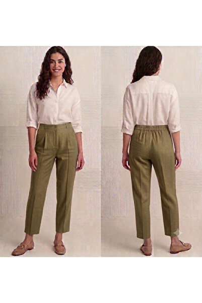 sarıdağ Office length carrot leg sofia linen blend trousers