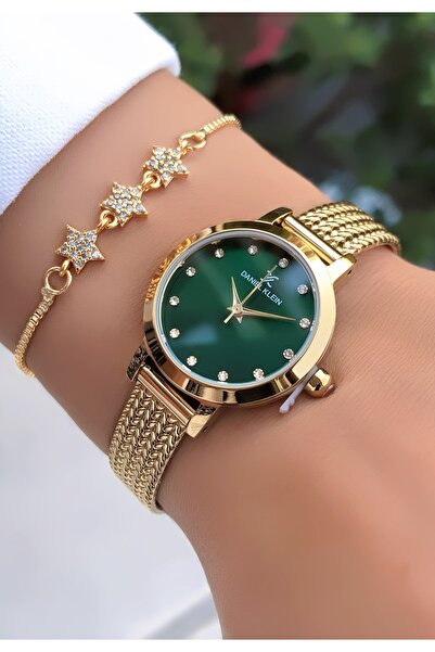 Daniel Klein Original Minimal Green Dial Women's Wristwatch - with Bracelet Gift