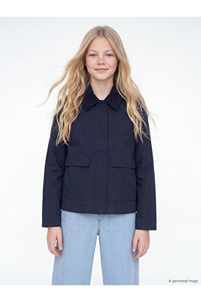 LC Waikiki Nevavm Corduroy Collar Girls' Jacket with a Difference