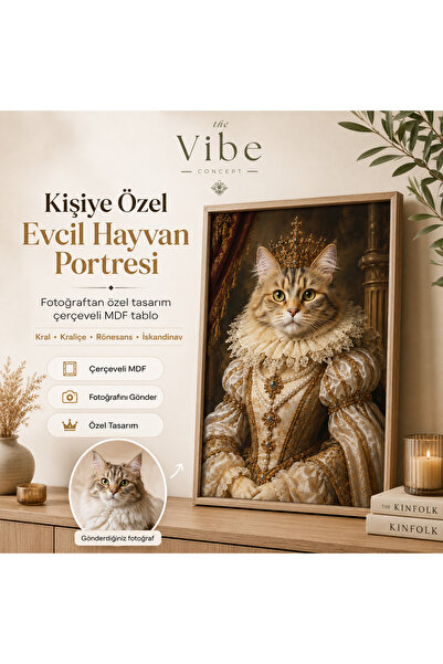 The Vibe Concept Kişiye Özel Evcil Hayvan Portresi – Kral/Kraliçe, Rönesans, ...